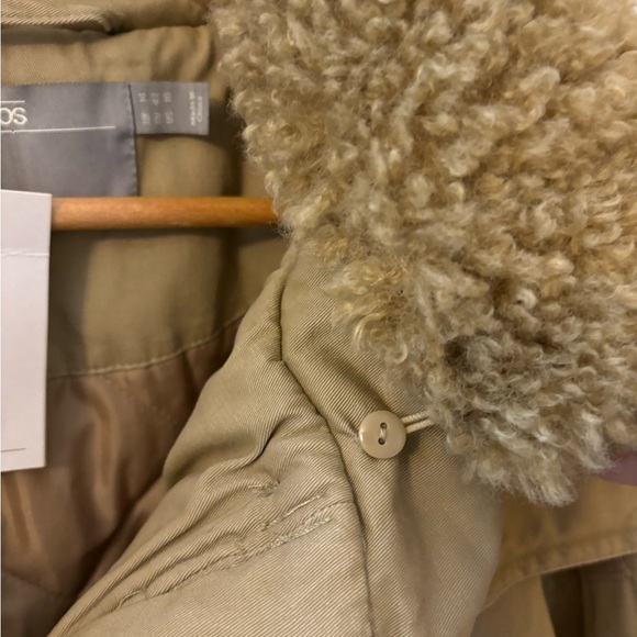 NWT ASOS Khaki Sherpa Collar Midi Parka - Picture 5 of 7